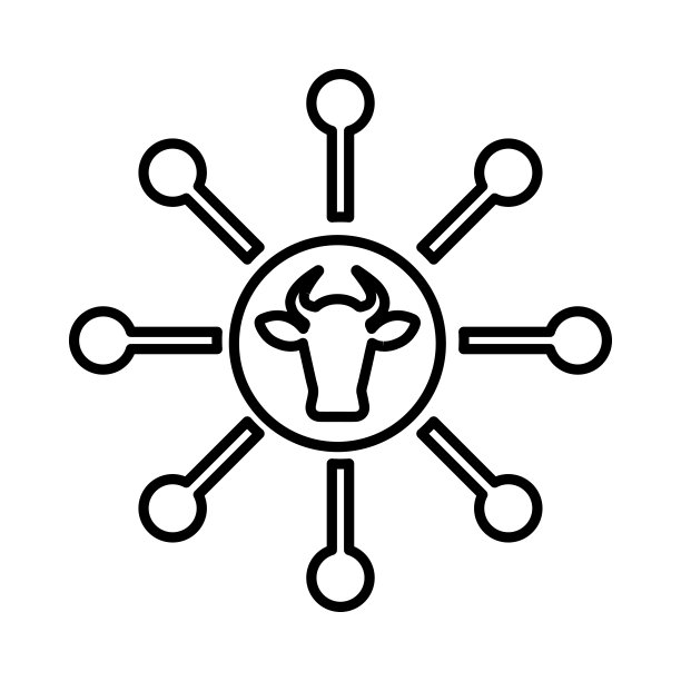 牛结构线条图标矢量轮廓图片下载