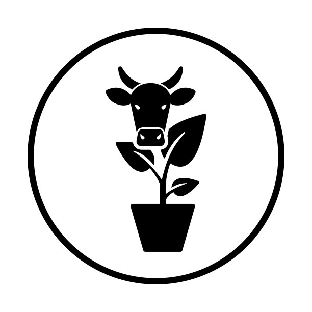 牛，牛放牧的标志。黑色的矢量图。图片下载