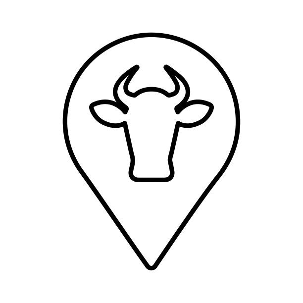牛的地方，牛场的位置轮廓图标。艺术设计。图片下载