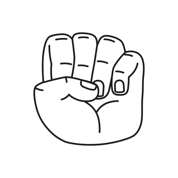 孤立的手卡通轮廓图标做手势矢量图片下载
