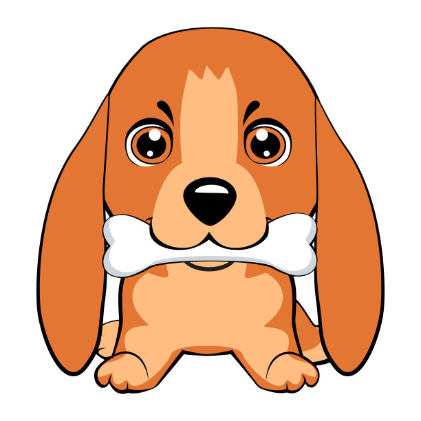 带着骨头的快乐小狗摇着尾巴图片下载