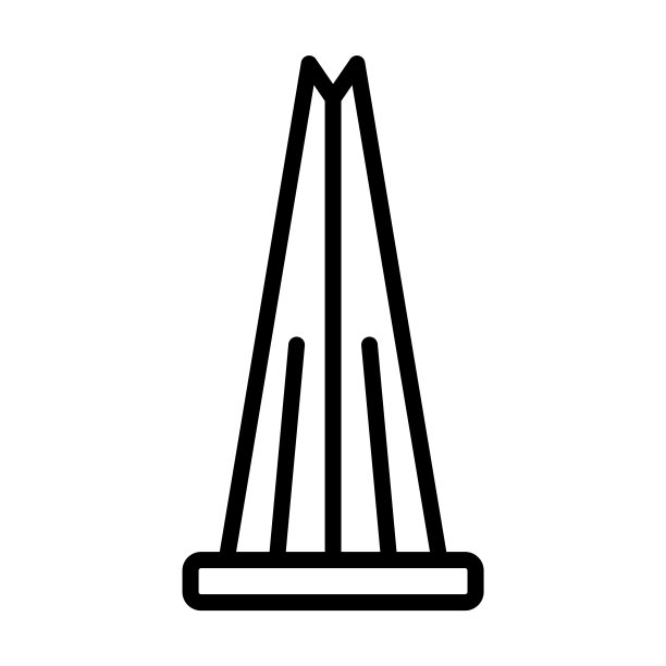 从纪念碑收藏的图标。在白色背景上，将，，s的轮廓图标孤立成线性。线向量符号，网络和移动的符号。图片下载