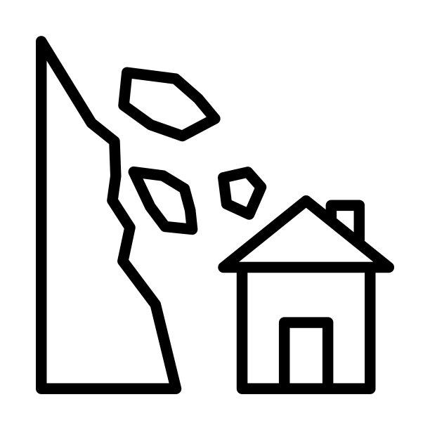 雪崩和房子图标从气象学收集。薄线性雪崩和房子，房子，灾难轮廓图标孤立在白色背景上。线矢量雪崩和房子标志，网络符号。图片下载