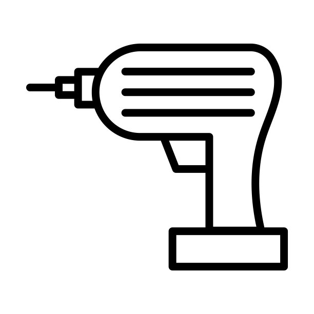 从电气连接收集的司钻图标。细线形钻孔机，修理，工业轮廓图标孤立在白色背景上。线矢量钻孔标志，网络和移动的符号。图片下载