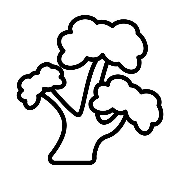 从大自然收集的苦果山核桃树图标。细线形的苦胡桃树，农业，绿色植物轮廓图标孤立在白色背景上。线向量苦果山核桃树符号。图片下载