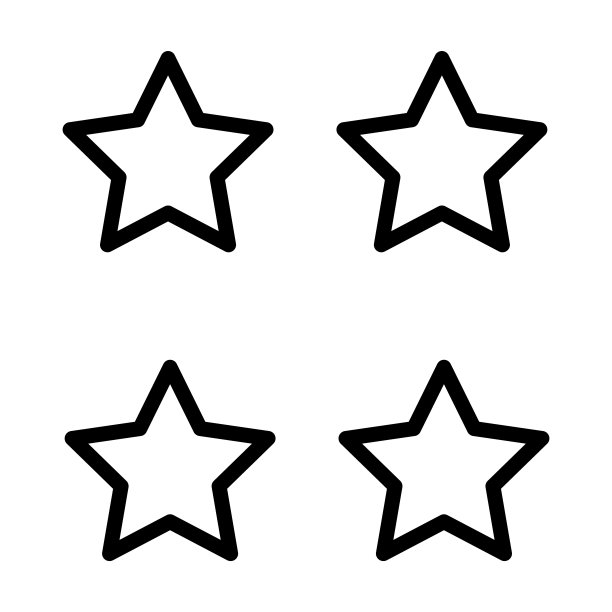 用形状集合中的4号图标打星。细线性星与数字4，数字轮廓图标孤立在白色背景。线向量星号为4号，符号为网。图片下载