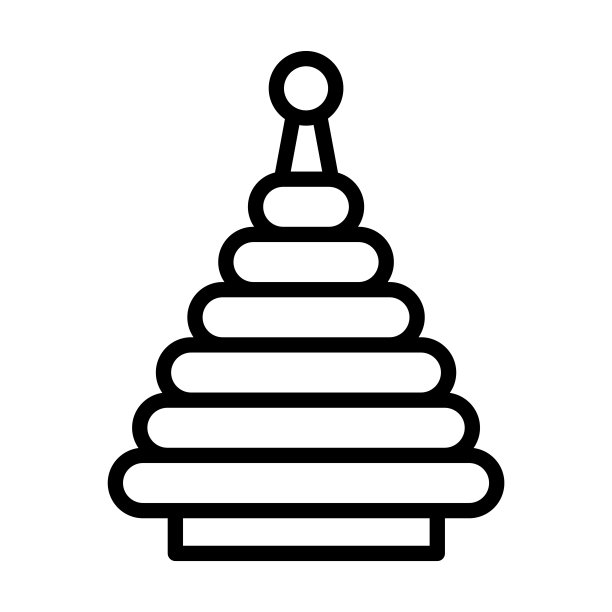 金字塔玩具图标从玩具收集。细线形金字塔玩具，玩具，童年轮廓图标孤立在白色背景。线矢量金字塔玩具符号，网络和移动的符号。图片下载