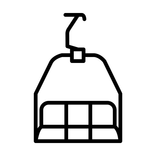 滑雪电梯图标从冬季收集。薄线性滑雪升降机，山，升降机轮廓图标孤立在白色背景。线矢量滑雪升降标志，网络和移动符号。图片下载