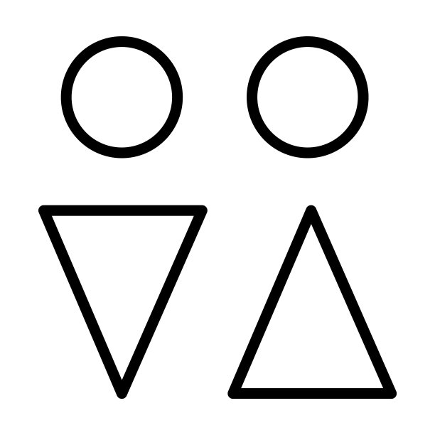 从形状收集的男性和女性符号图标。细线性男性和女性符号，女性，男性轮廓图标孤立在白色背景上。直线矢量符号为男女符号，符号为网。图片下载