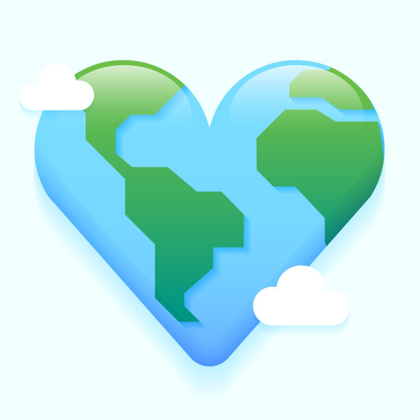 心脏世界地球日关怀地球孤立的生态可持续性责任概念卡通矢量3d反映插图图片下载