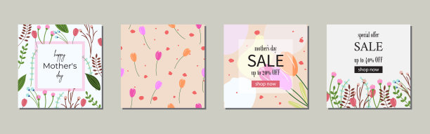 母亲节花模板。无缝图案与郁金香。矢量插图。图片下载