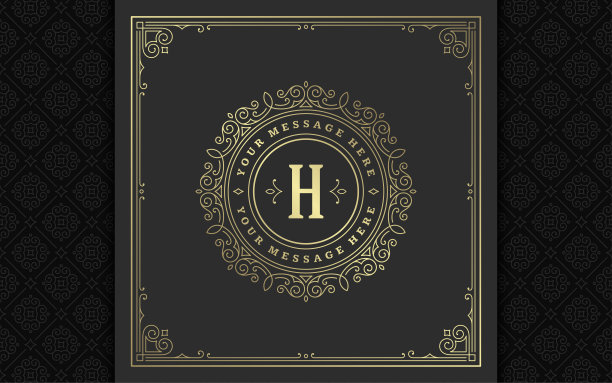 复古的字母组合标志优雅华丽的线条艺术优雅的装饰品维多利亚风格矢量模板设计图片下载