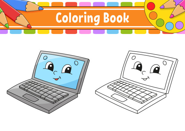 儿童涂色书。卡通人物。矢量插图。黑色的轮廓剪影。孤立的白色背景。图片下载