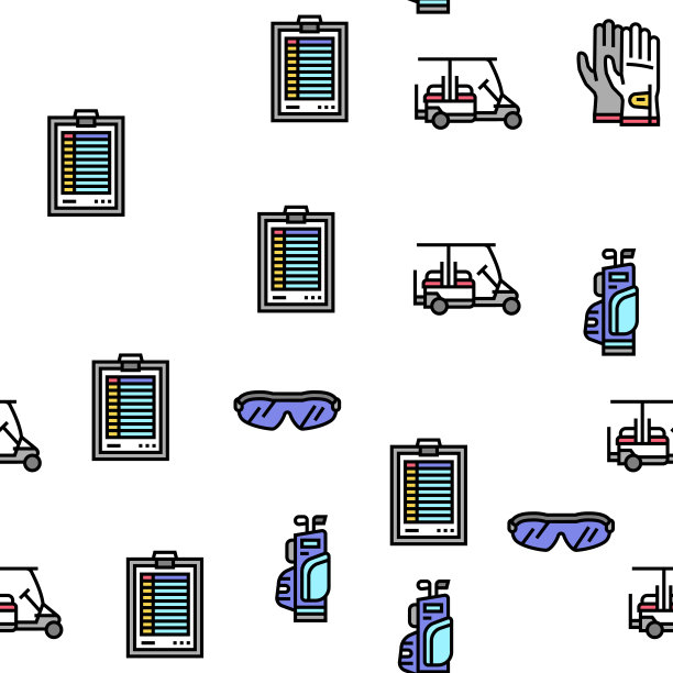 高尔夫运动游戏在操场向量无缝模式图片下载