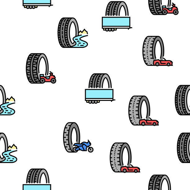 二手轮胎销售商店商业图标集向量图片下载