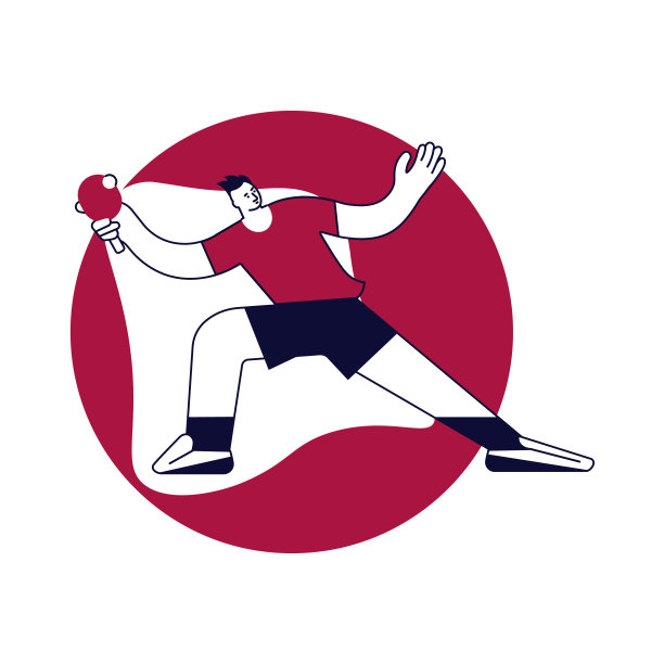 乒乓球运动员发球的圆形模板图片下载