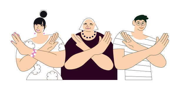 年轻人和老年人的手势打破偏见图片下载