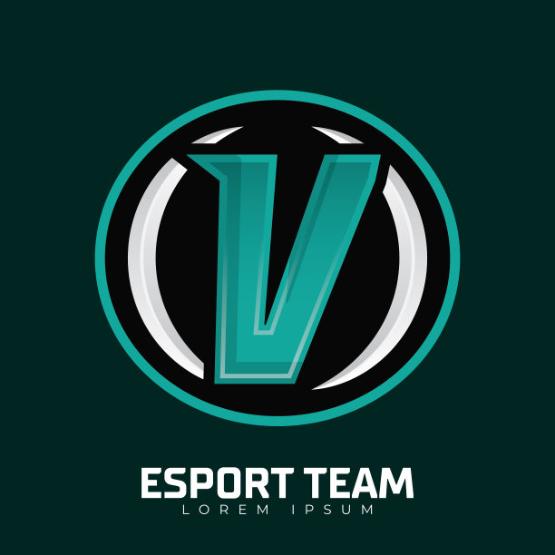 字母V吉祥物电竞logo设计，电竞logo插画模板，玩家团队logo设计图片下载