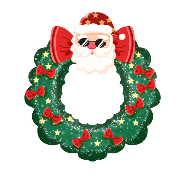 圣诞节圣诞老人装饰蝴蝶结花圈图片下载