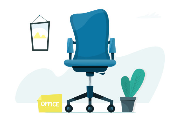 办公室工作的概念。办公室的安乐椅。矢量插图在现代卡通风格图片下载