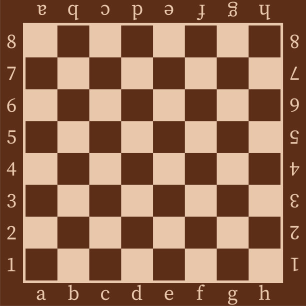 棋盘设计模板。带有字母和数字的棕色木制棋盘背景。矢量模型。图片下载