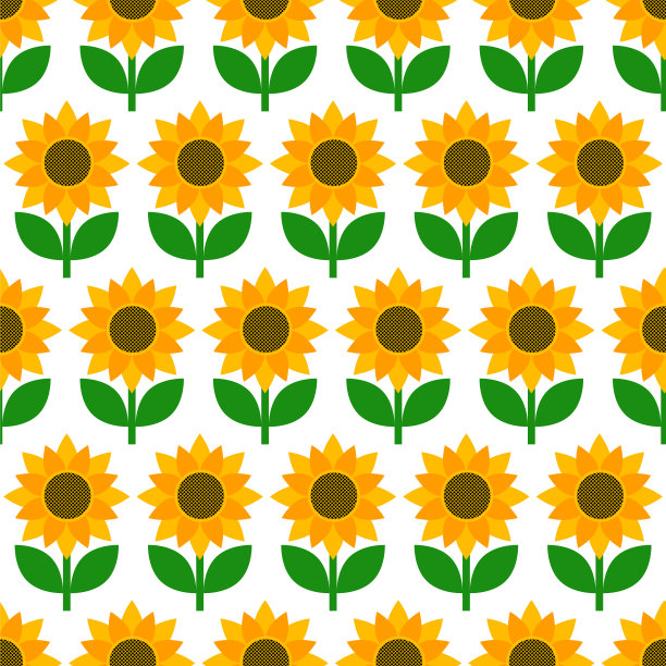 带有黄色花瓣的向日葵无缝图案图片下载