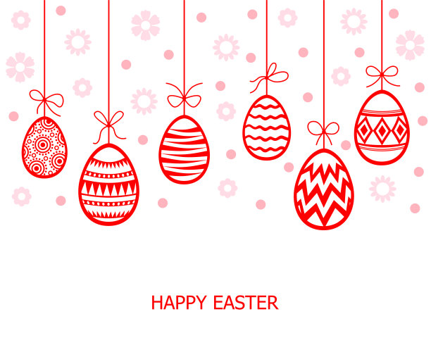挂着装饰彩蛋的复活节卡片图片下载