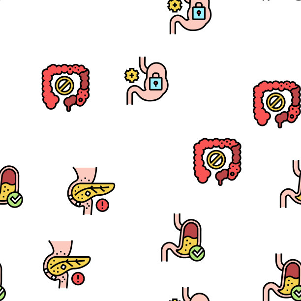 消化疾病和治疗图标集向量图片下载