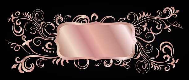 玫瑰金闪亮发光华丽的框架孤立在黑色图片下载