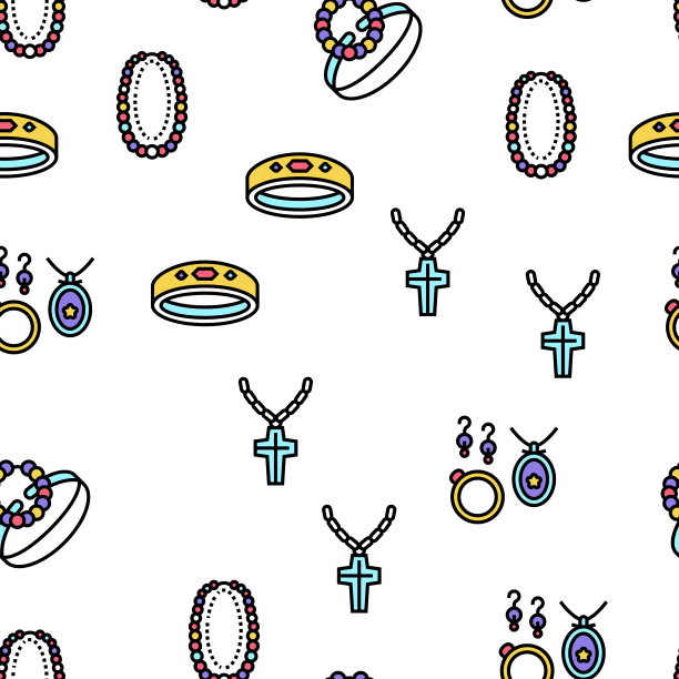 手工珠宝矢量无缝模式图片下载