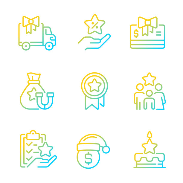 财务补偿梯度线性矢量图标设置图片下载