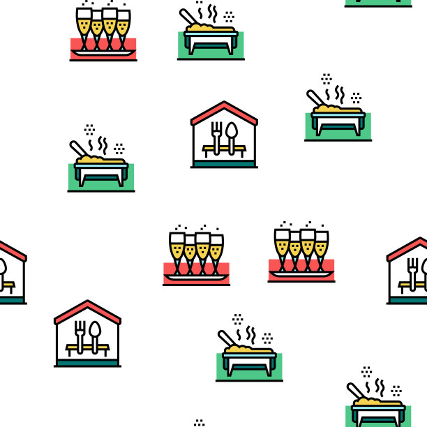 餐饮餐饮服务矢量无缝模式图片下载