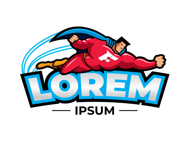 超级英雄在LOREM文本上方飞行图片下载