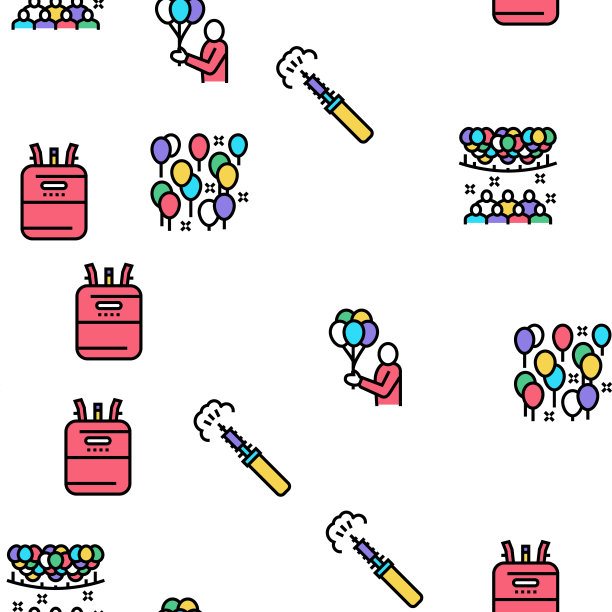 气球装饰矢量无缝图案图片下载