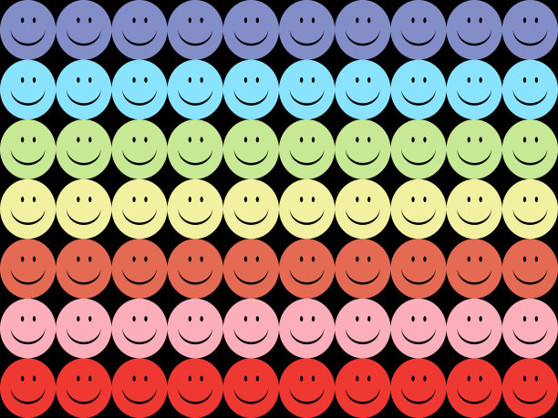 微笑卡通人物无缝图案上的黑色背景。像素风格图片下载