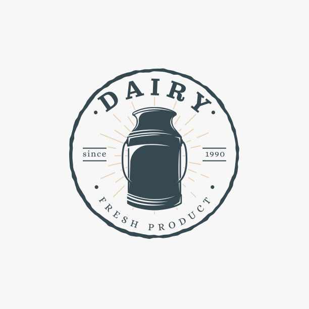 标签徽章标志奶牛场标志，乳制品标志矢量插图设计在白色背景上图片下载