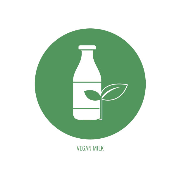 纯素牛奶标志在白色背景。可编辑的矢量。图片下载