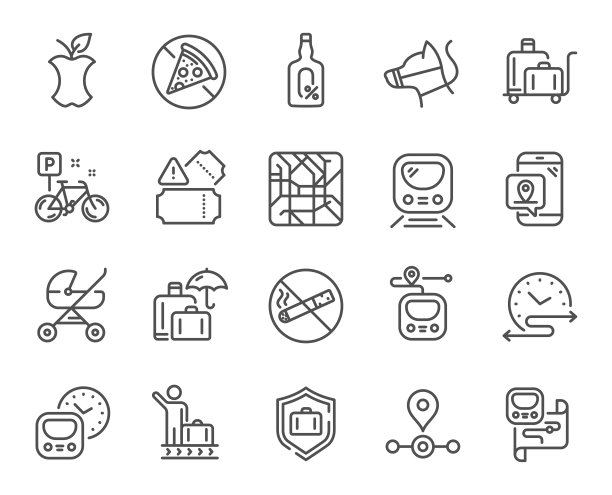 地铁线路图标。地铁地图、车站位置和行为规则勾勒出图标。向量图片下载