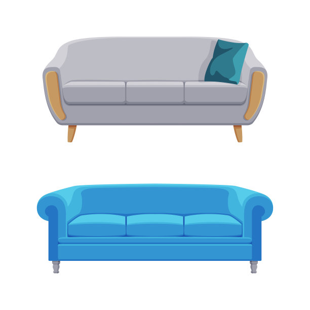 一套舒适的沙发现代家具矢量插图图片下载