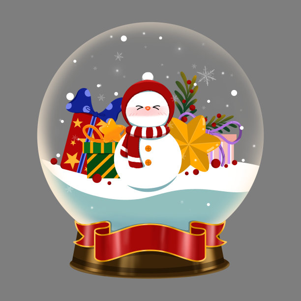 雪人卡通圣诞节圣诞分水晶球图片下载