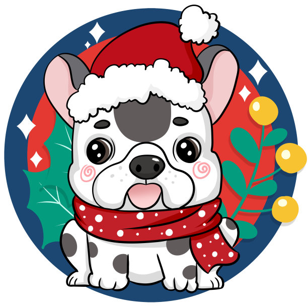 圣诞节狗狗卡通素材图片下载