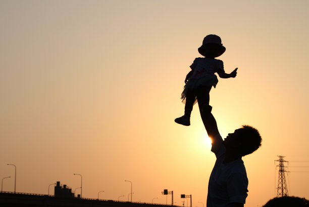 父女剪影图片下载