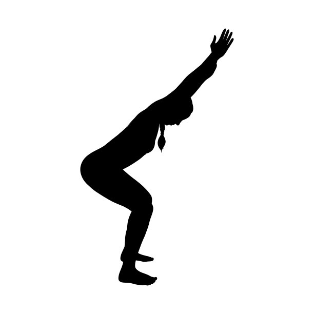 妇女剪影练习瑜伽体位和动作。哈达瑜伽椅式。向量插图在白色背景图片下载