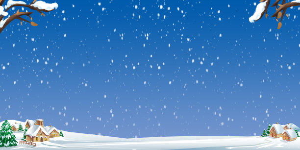 大雪纷飞圣诞主题蓝色海报背景图片下载