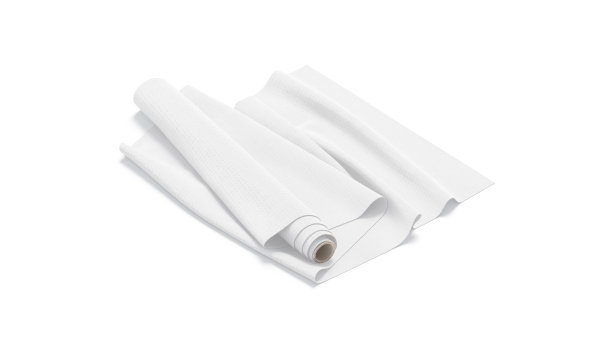 空白白色织物展开卷模型，侧视图图片下载