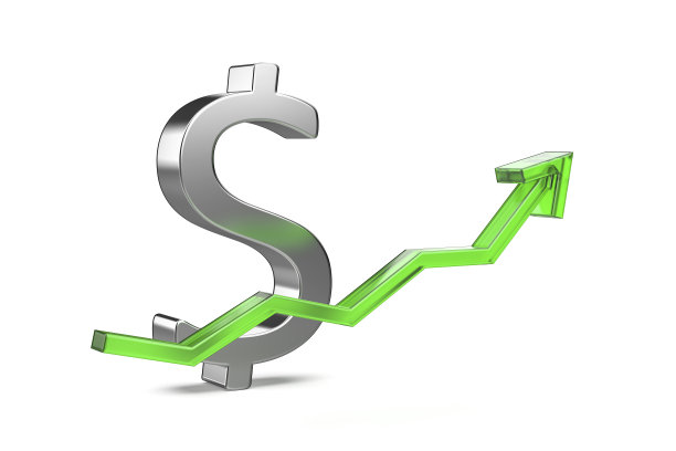 美元符号，绿色箭头向上图片下载