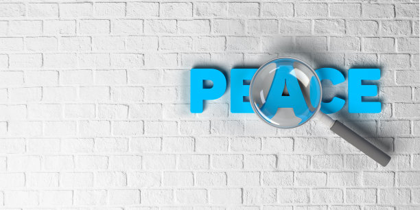 3D放大镜聚焦和平文本图片下载