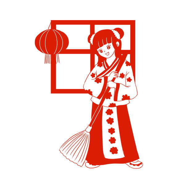 小年除尘打扫卫生卡通手绘元素图片下载