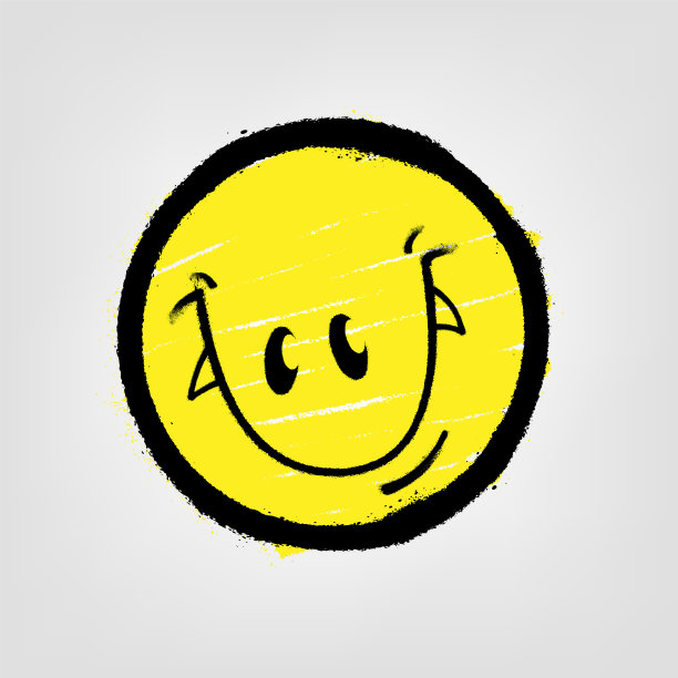 涂鸦表情符号。微笑的脸上涂着喷漆。矢量图图片下载