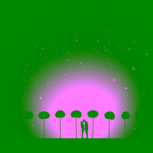 星空下的恋人和树图片下载